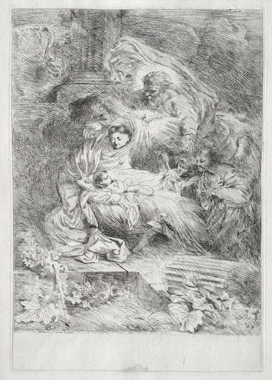 Tanrı Baba ve Kutsal Ruh ile Doğuş by Giovanni Benedetto Castiglione