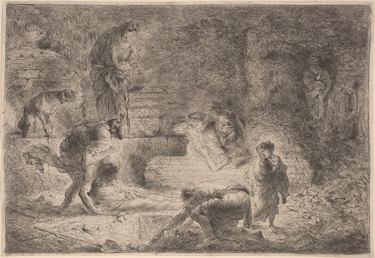 Tobit Ölüleri Gömüyor by Giovanni Benedetto Castiglione