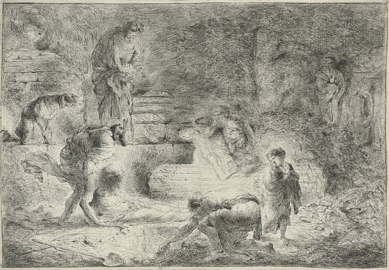Tobit Ölüleri Gömüyor, c.1647-51 by Giovanni Benedetto Castiglione