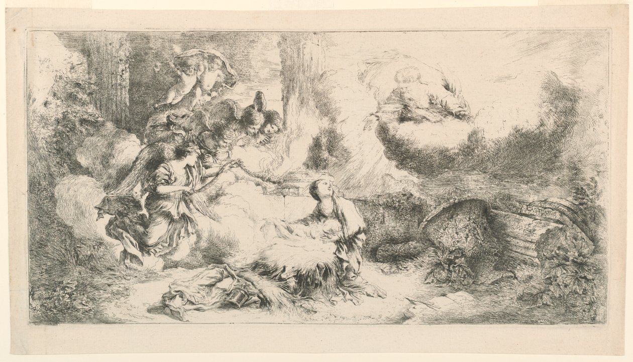 Tanrı Baba ve Melekler ile Bakire ve Çocuk by Giovanni Benedetto Castiglione