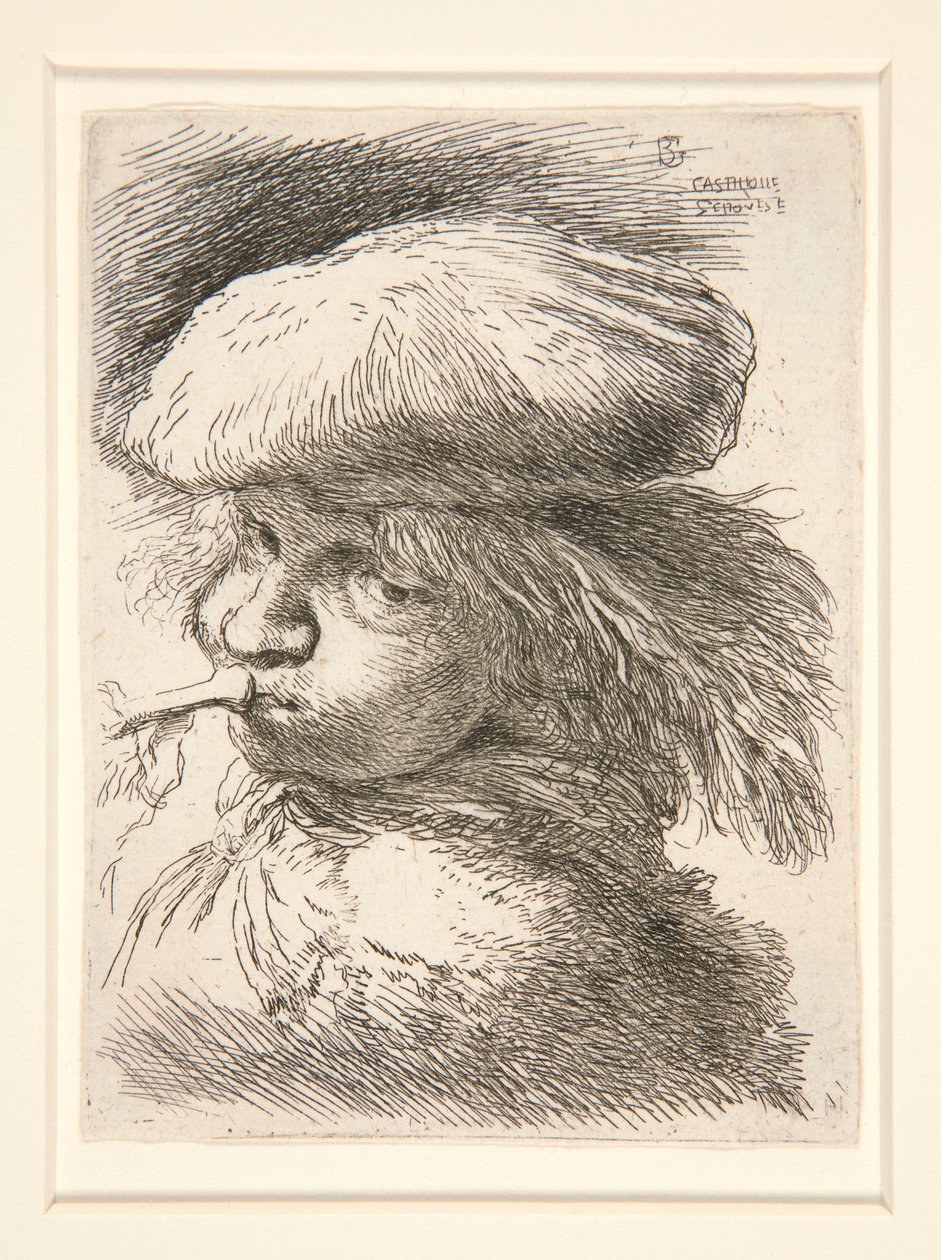 Trompet Üfleyen Genç Adam, Les petites tetes d dizisinden by Giovanni Benedetto Castiglione