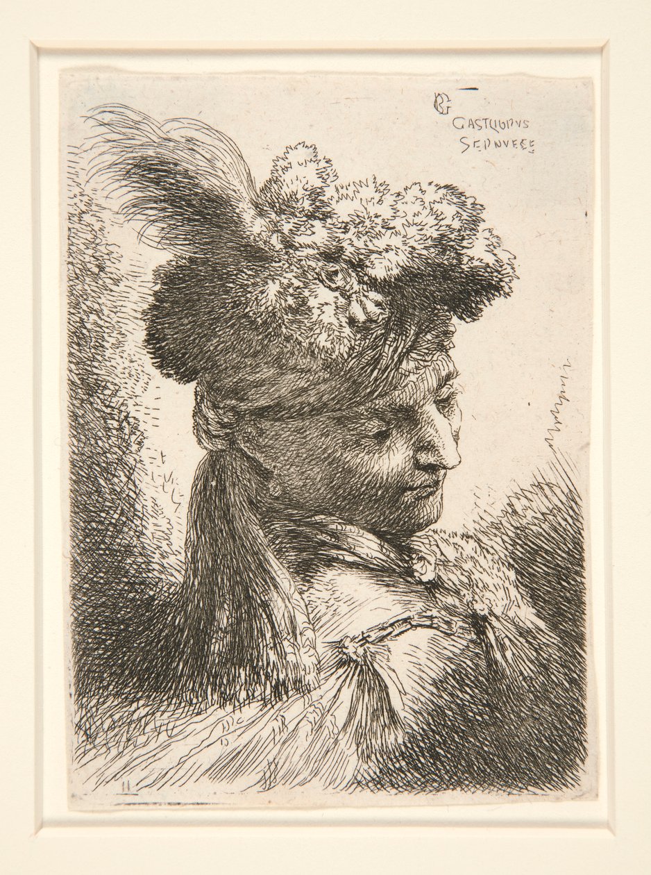 3/4 görünümde görülen Sakalsız Genç Adam, Les petites tetes, d dizisinden sağa döndü, aşağı bakıyor by Giovanni Benedetto Castiglione