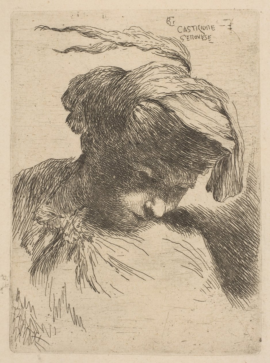 Oriental Headdr..., ca. 1645-50. by Giovanni Benedetto Castiglione
