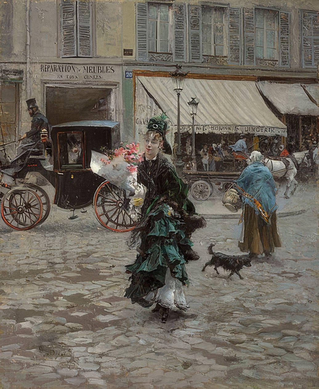 Karşıdan karşıya geçerken. 1873-75 by Giovanni Boldini