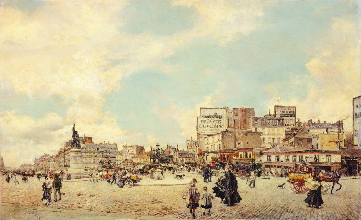 Clichy Meydanı, Paris, Giovanni Boldini (1842-1931), tuval üzerine yağlı boya, 60x98 cm by Giovanni Boldini