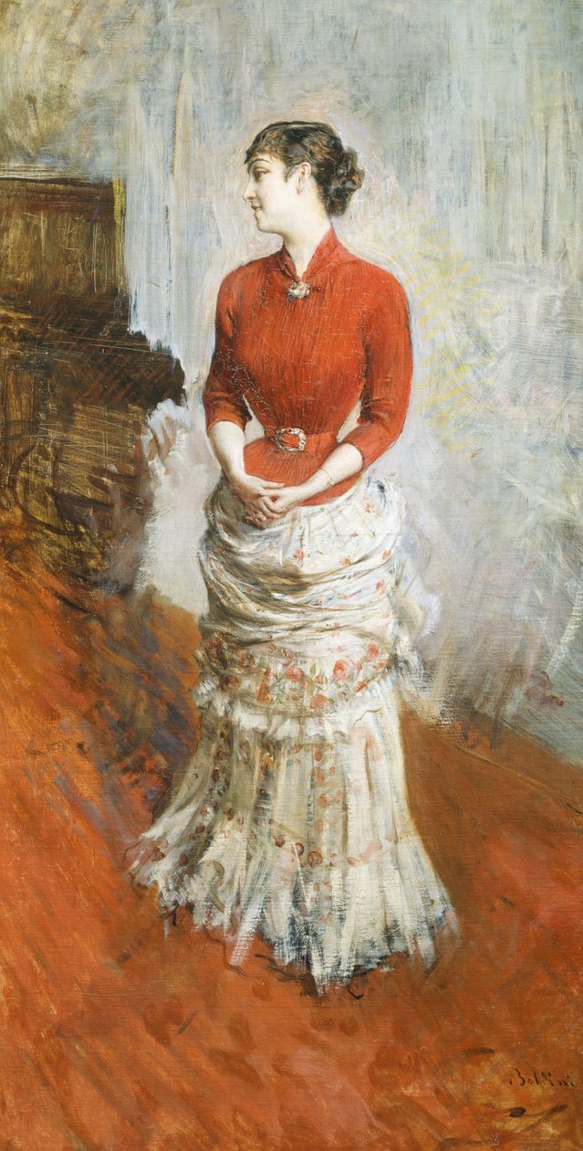 Rasty Kontesi ayakta, 1878 dolaylarında, Giovanni Boldini (1842-1931), tuval üzerine yağlı boya by Giovanni Boldini