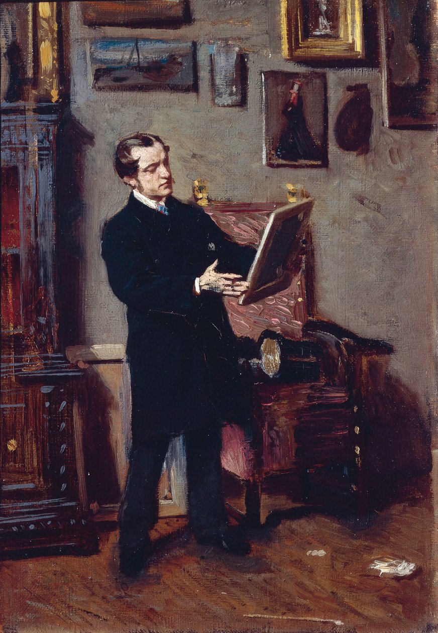İtalya, Florence, Tablo Izleyen Genç Adam by Giovanni Boldini