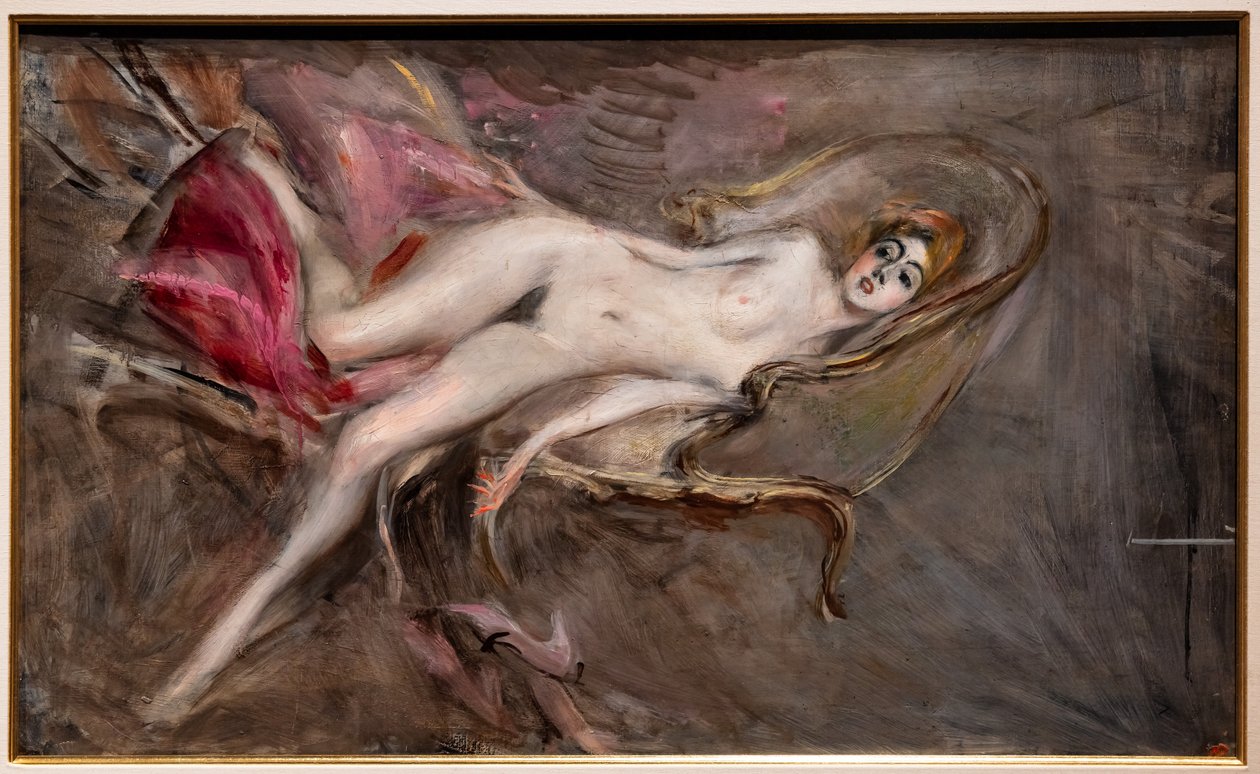 Pembe Yastıklı Çıplak Kadın by Giovanni Boldini