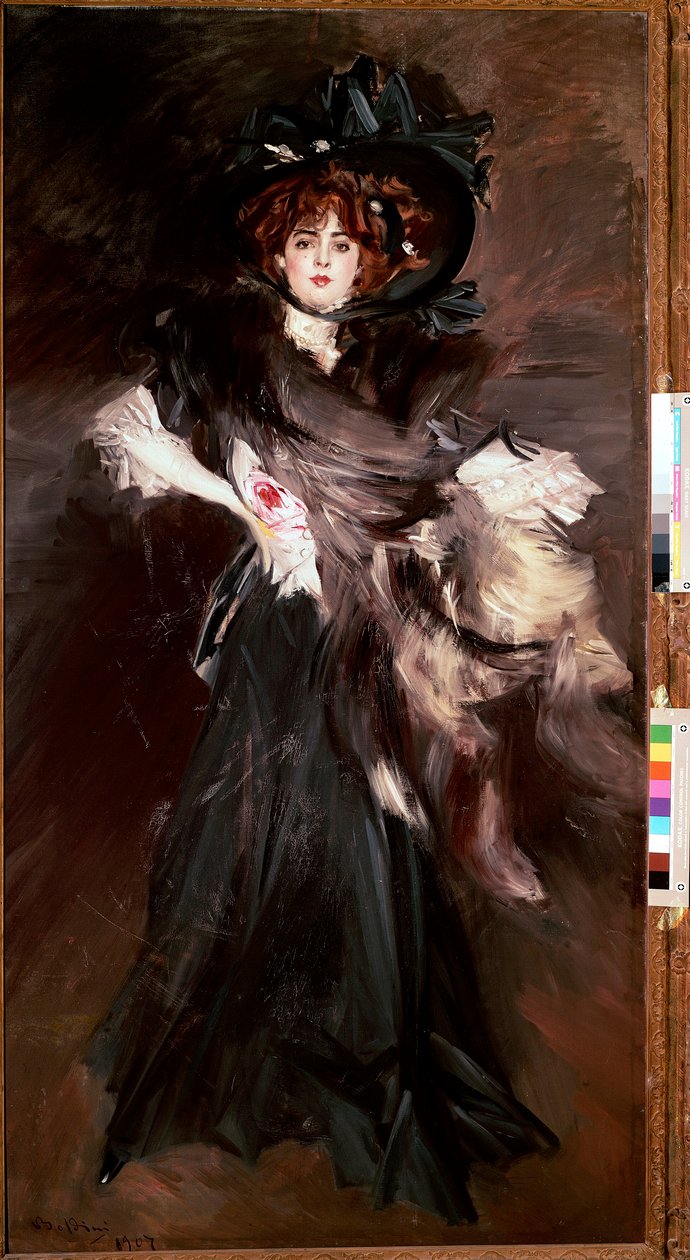 Matmazel Lantelme Portresi Genç kadın siyah moda Belle Epoque elbiseler. Resim Giovanni Boldini (1842-1931) 1907 Güneş 227x118 cm Roma, Ulusal Modern Sanat Galerisi by Giovanni Boldini