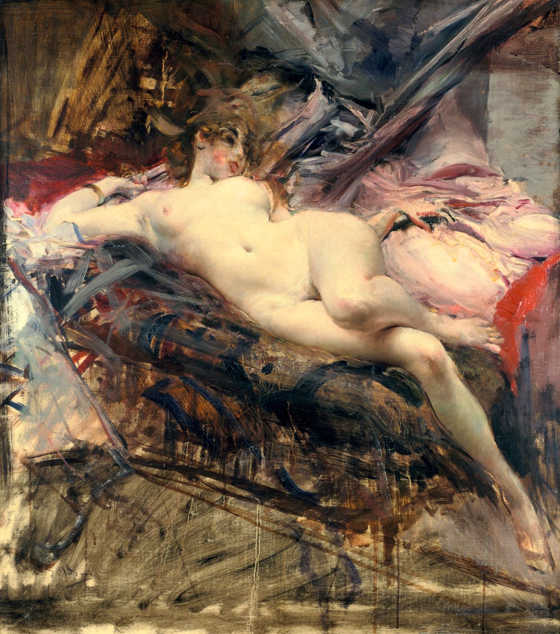 Uzanmış Çıplak, 19. yüzyılın sonlarında 20. yüzyılın başlarında by Giovanni Boldini