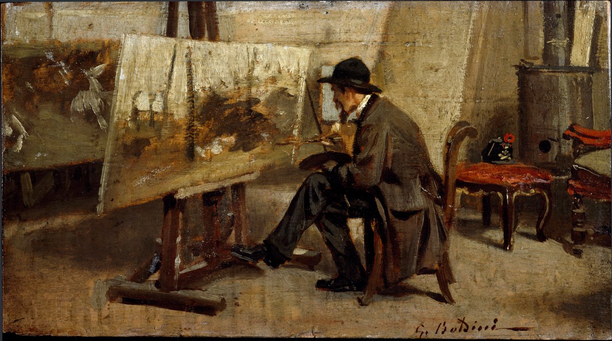 Ressam Giovanni Fattori, resim atölyesinde Giovanni Boldini (1842-1931) 1863-1869 Sun