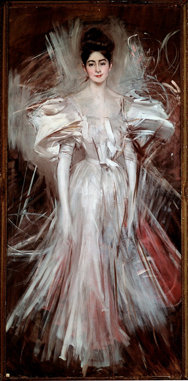 Beyaz satene bulanmış genç kadın (Havai fişekler) Tablo Giovanni Boldini (1842-1931) 1892 Dim. 200x101 cm Pistoia, Boldini koleksiyonu by Giovanni Boldini