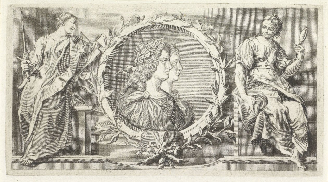 Ödüllü erkek ve kadın ile kartuş by Giovanni Cattini (attributed to)