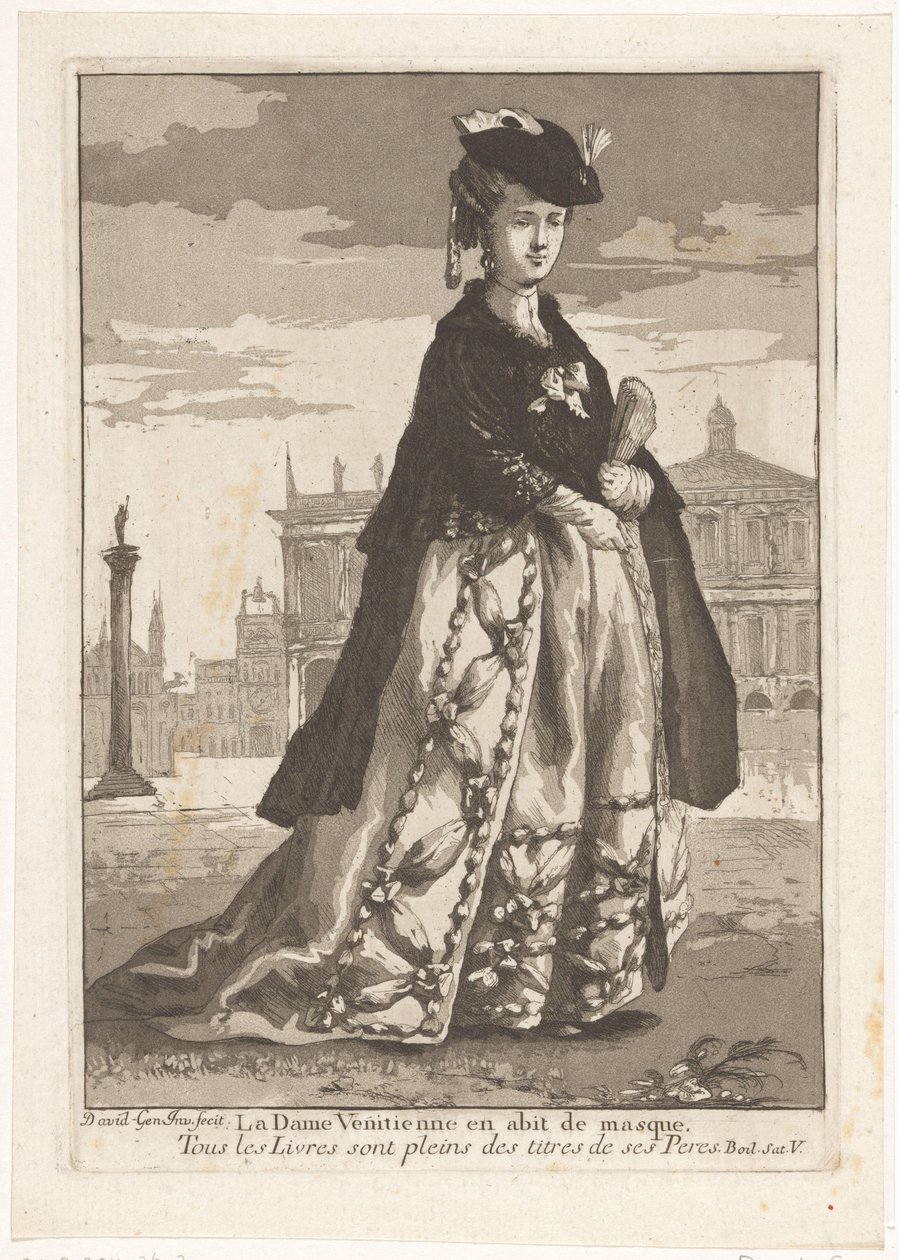 Venedikli Hanım La Dame Venitienne en habit de masque (nesne üzerindeki başlık) Çeşitli Portreler (seri başlığı) by Giovanni David