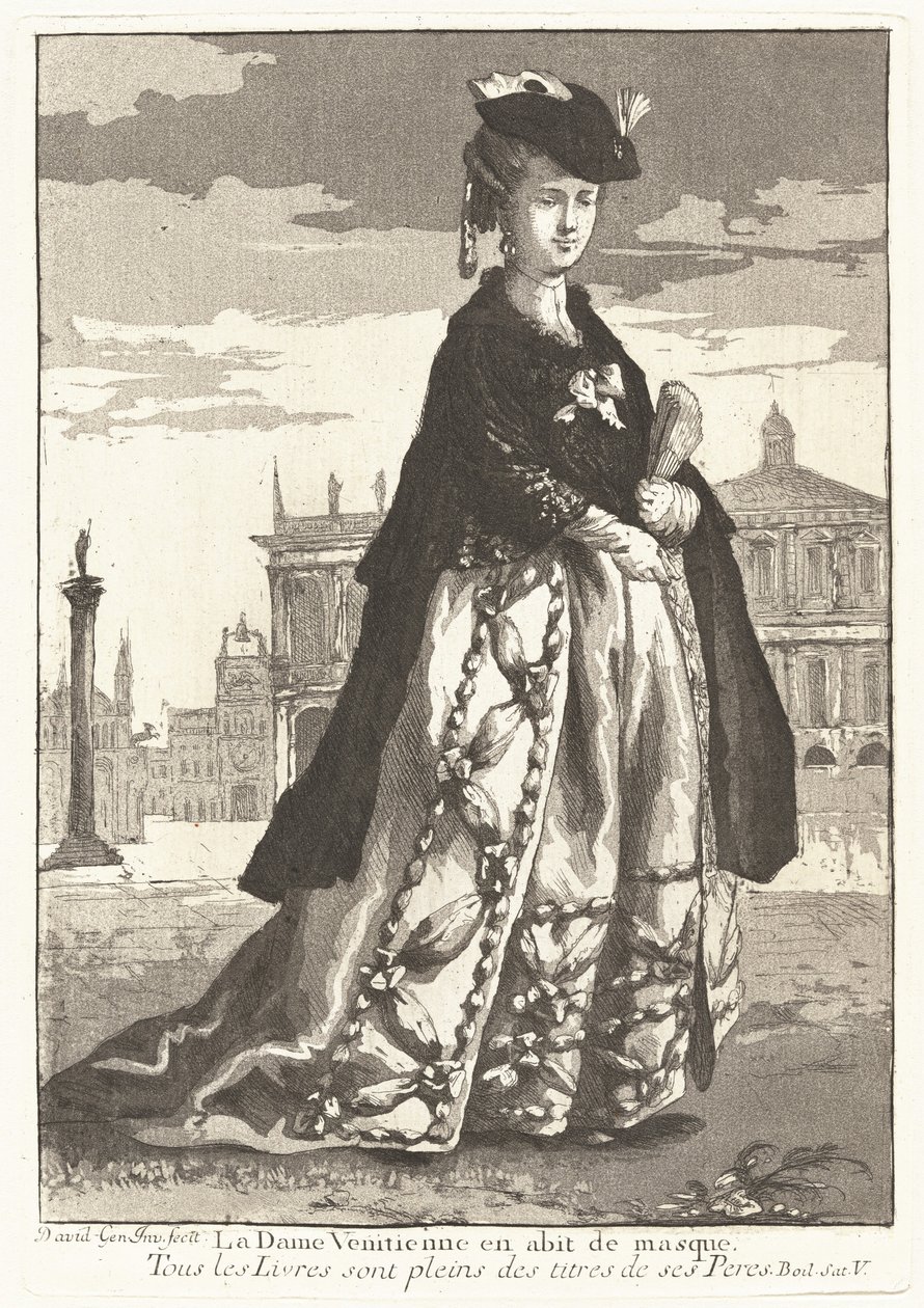La Dame Venitienne en habit de masque (Karnaval Elbiseli Venedikli Kadın) by Giovanni David