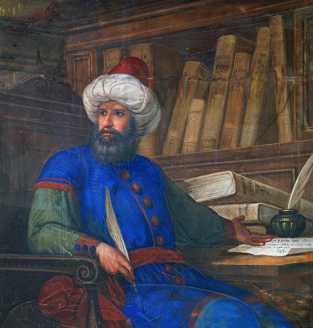 Andrea Alpago'nun (1450-1522) portresi, doktor ve filozof, fresk, Giovanni De Min (1786-1859), Belediye Binası, Belluno, Veneto, İtalya by Giovanni De Min