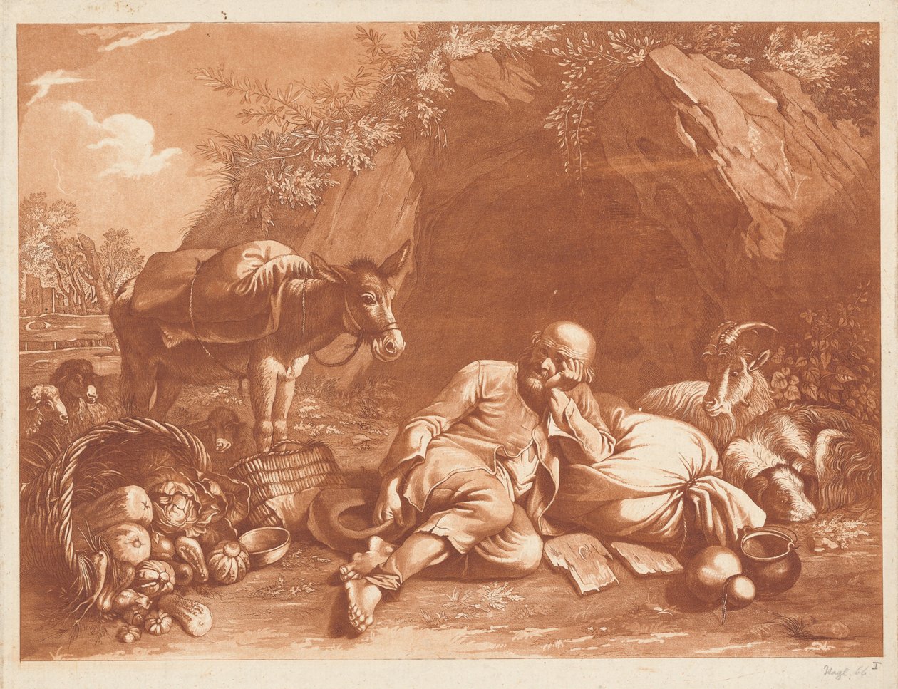 Çuvala Yaslanmış Yaşlı Bir Adam by Giovanni De Pian after Francesco Londonio