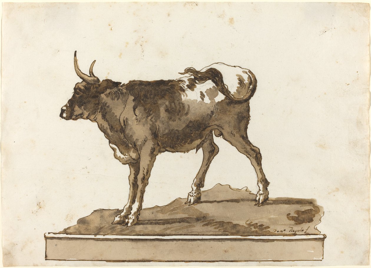 Çıkıntıda Bir Boğa by Giovanni Domenico Tiepolo