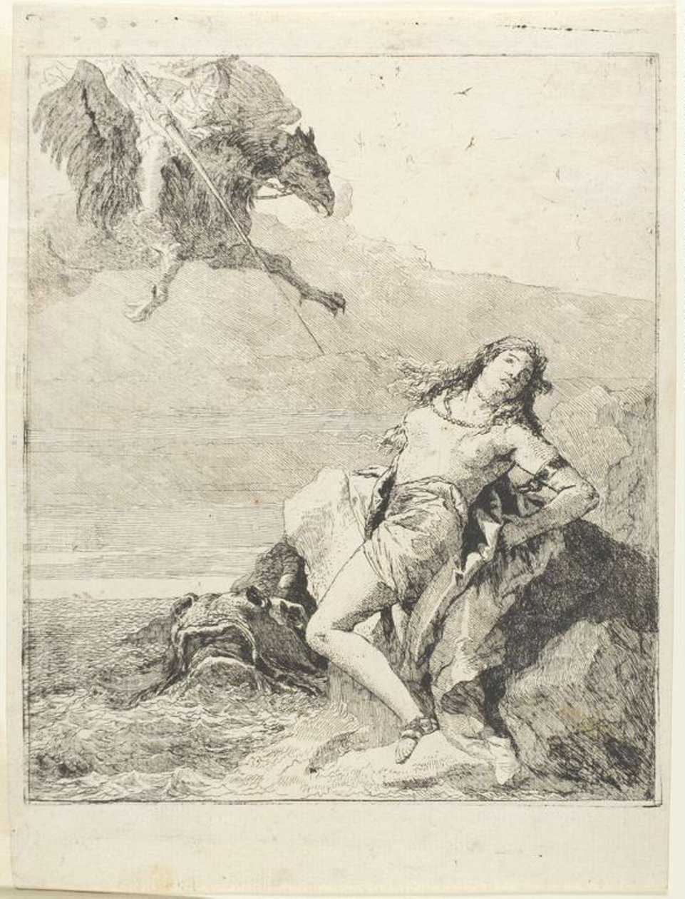 Angelica Bağlı ve Deniz Canavarı tarafından yutulmak üzere by Giovanni Domenico Tiepolo