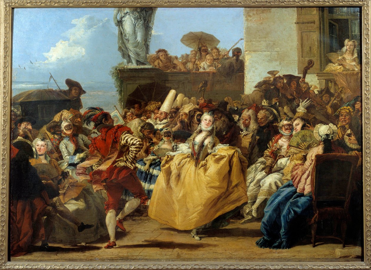 Karnaval sahnesi veya “Menuet”” 18. yüzyılda dans sahnesi maskesi. Gian Domenico Tiepolo (1727-1804) Sun tarafından tablo. 1,12x0,8 m. by Giovanni Domenico Tiepolo