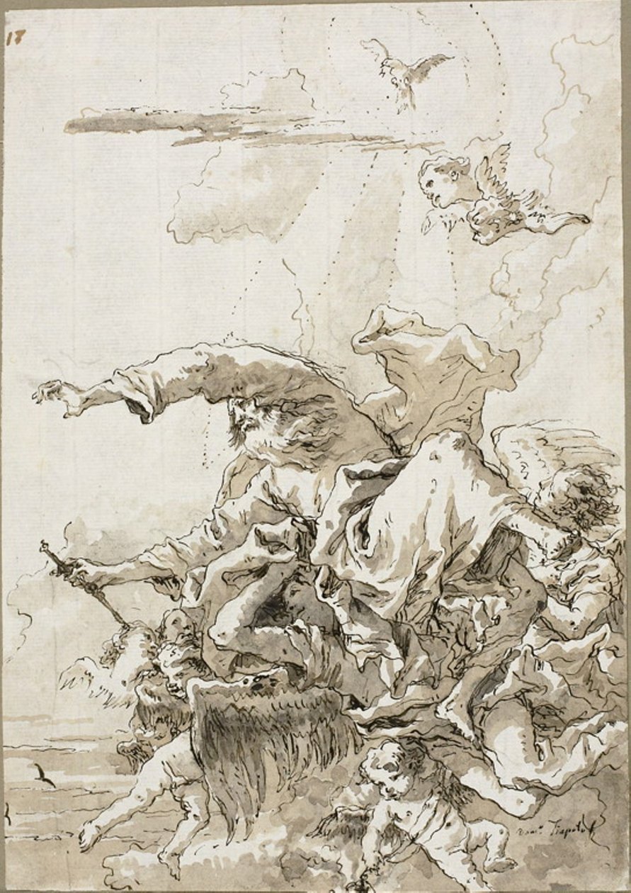 Bulutlardaki Melekler Tarafından Desteklenen Baba Tanrı, II by Giovanni Domenico Tiepolo