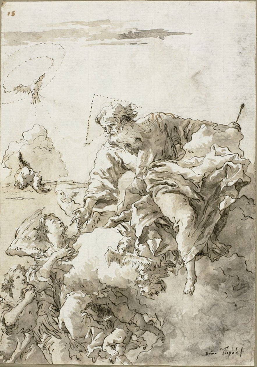 Bulutlarda Melekler Tarafından Desteklenen Baba Tanrı, Ben by Giovanni Domenico Tiepolo