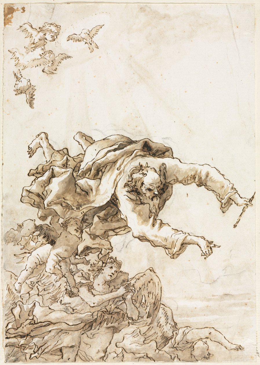 Melekler ve Kerubiler ile Baba Tanrı, 1758 veya sonrası. by Giovanni Domenico Tiepolo