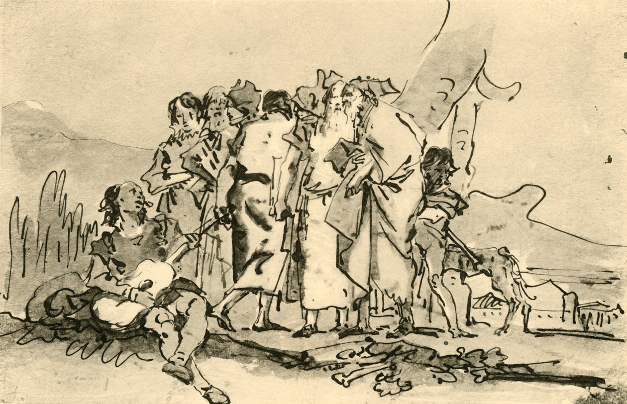 Yaşlı ve Genç Erkekler Grubu, 18. yüzyılın ortaları, 1928 by Giovanni Domenico Tiepolo