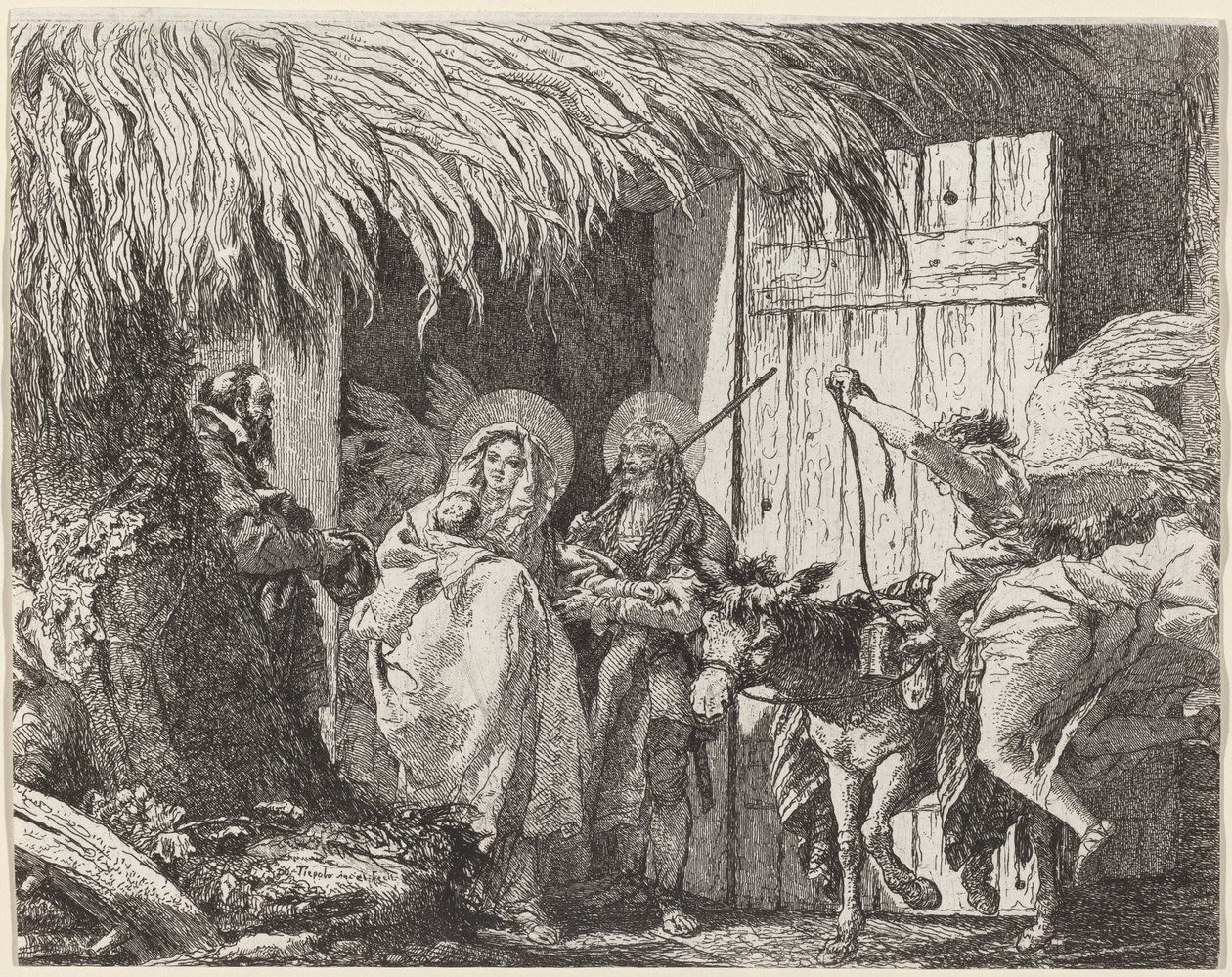 Joseph ve Mary Ayrılmaya Hazırlanıyor by Giovanni Domenico Tiepolo