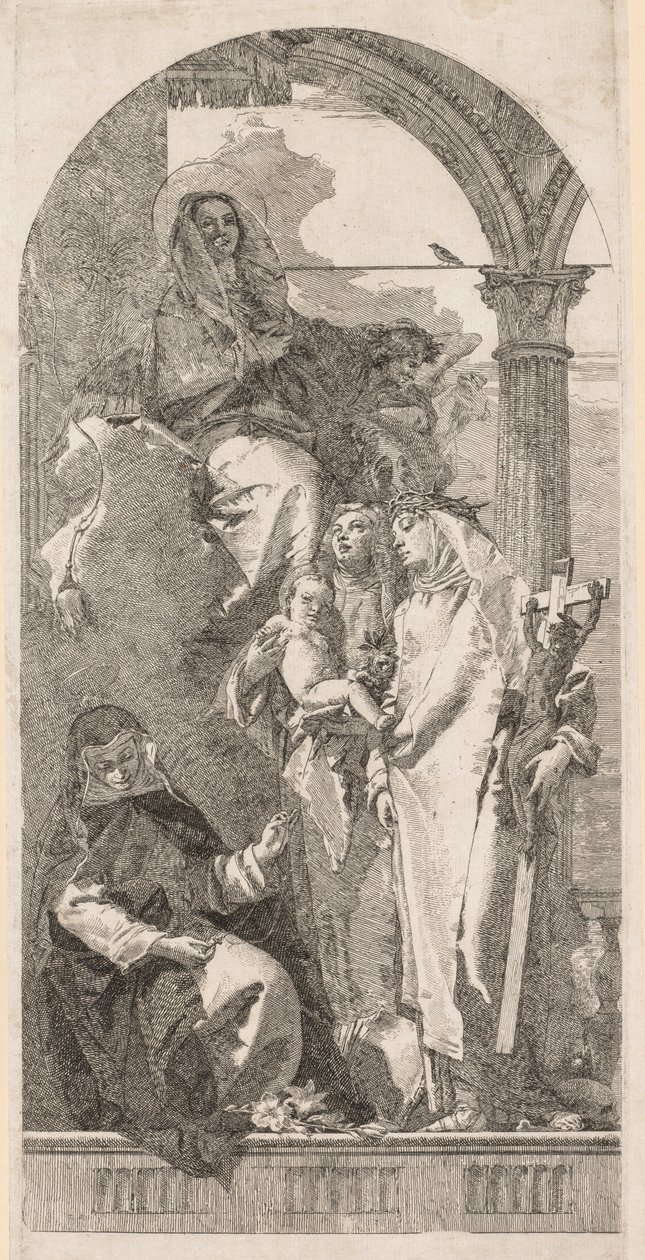 Aziz Agnes, Catherine ve Rosa ile Madonna by Giovanni Domenico Tiepolo