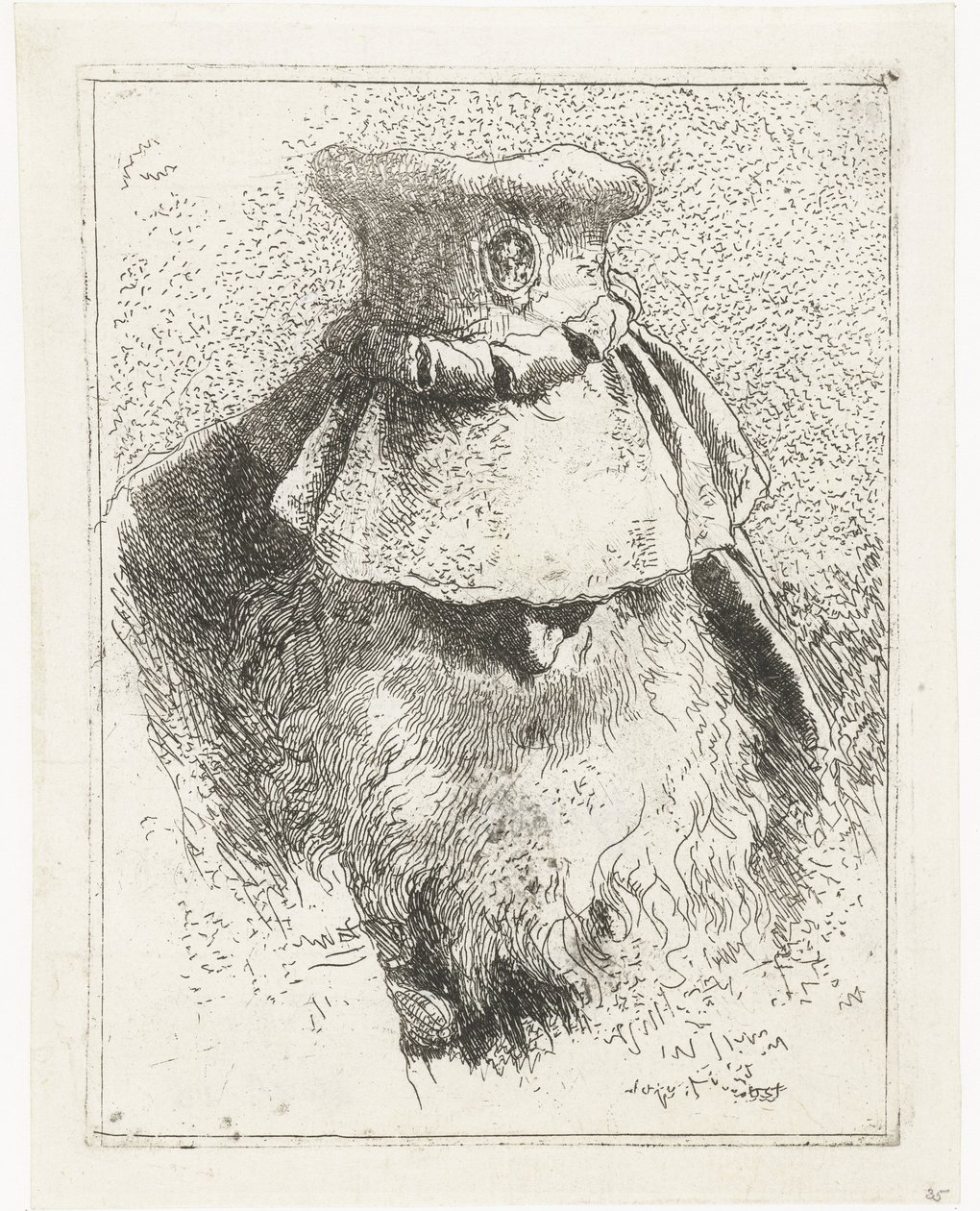 Eğilmiş kafa ve büyük şapkalı adam Kafaların toplanması (dizi başlığı) Raccolta di Teste (dizi adı) by Giovanni Domenico Tiepolo