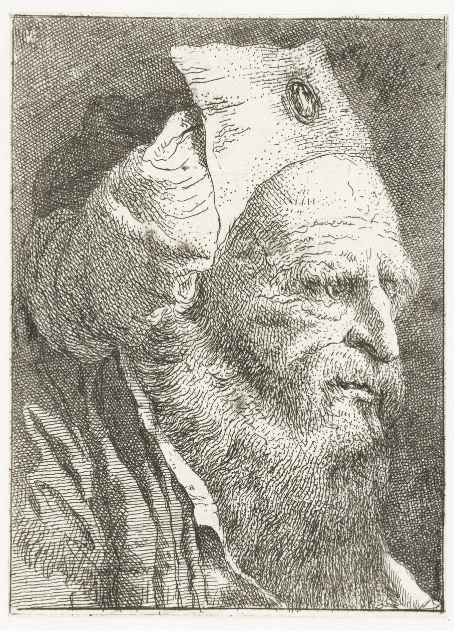 Kıvrılmış şapkalı adam Kafaların toplanması (dizi başlığı) Raccolta di Teste (dizi adı) by Giovanni Domenico Tiepolo