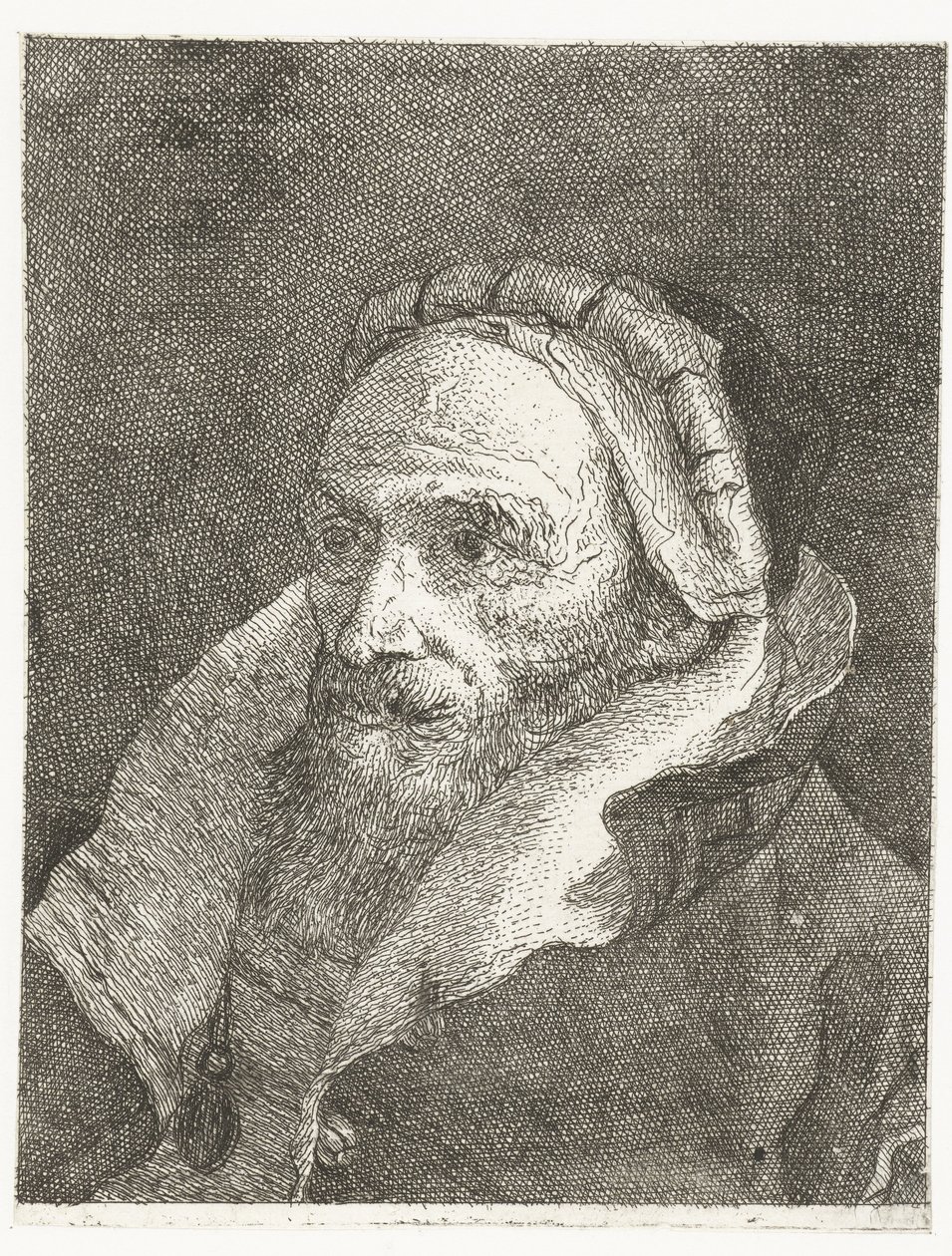 Pelerin yüksek yakalı adam Kafaların toplanması (dizi başlığı) Raccolta di Teste (dizi adı) by Giovanni Domenico Tiepolo