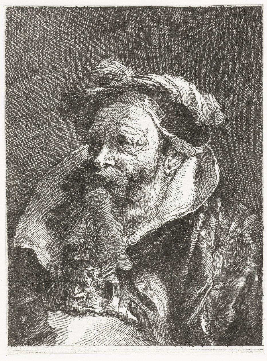 Toka üzerinde satir kafası olan adam Kafaların toplanması (dizi başlığı) Raccolta di Teste (dizi adı) by Giovanni Domenico Tiepolo