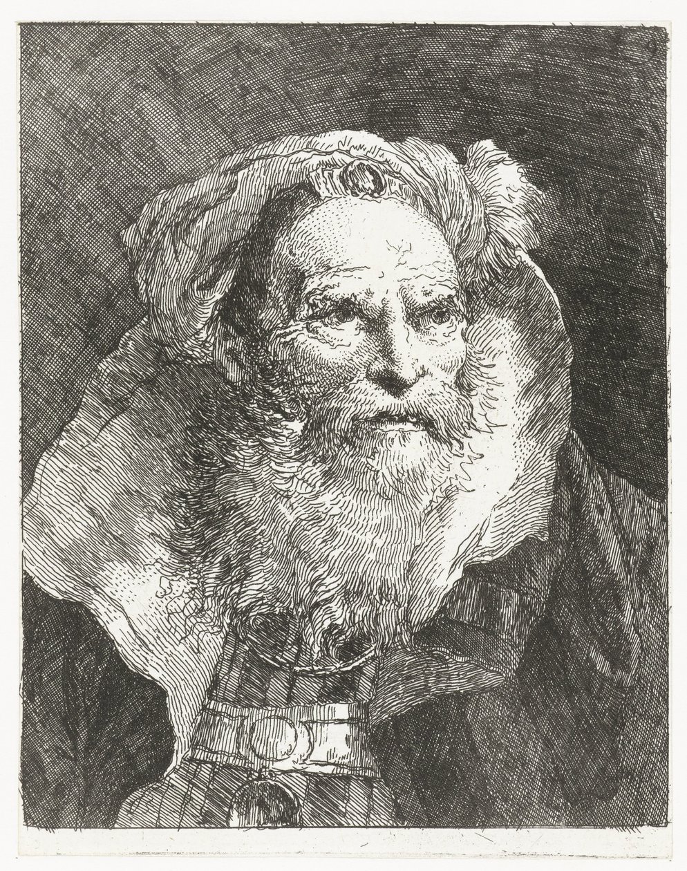 Sarıklı ve yüksek dik yakalı adam Kafaların toplanması (dizi başlığı) Raccolta di Teste (dizi adı) by Giovanni Domenico Tiepolo
