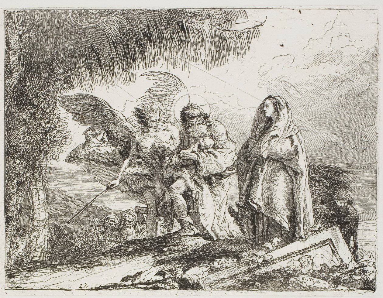 Çocuğu Tutarak Mary ve Joseph, bir Melek Tarafından Eskort ediliyor, Mısır