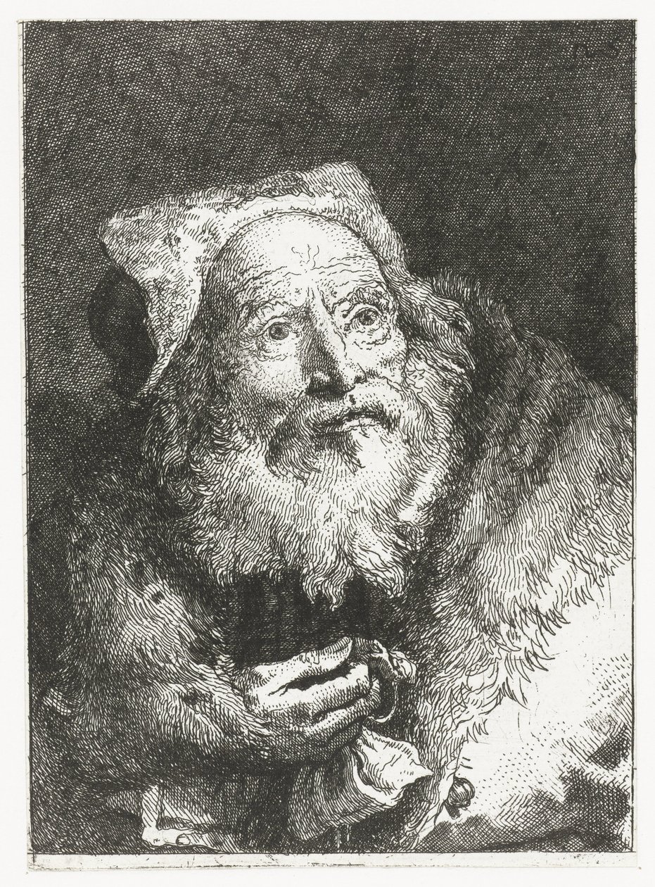 Elinde bilezik olan yaşlı adam Kafaların toplanması (dizi başlığı) Raccolta di Teste (dizi adı) by Giovanni Domenico Tiepolo