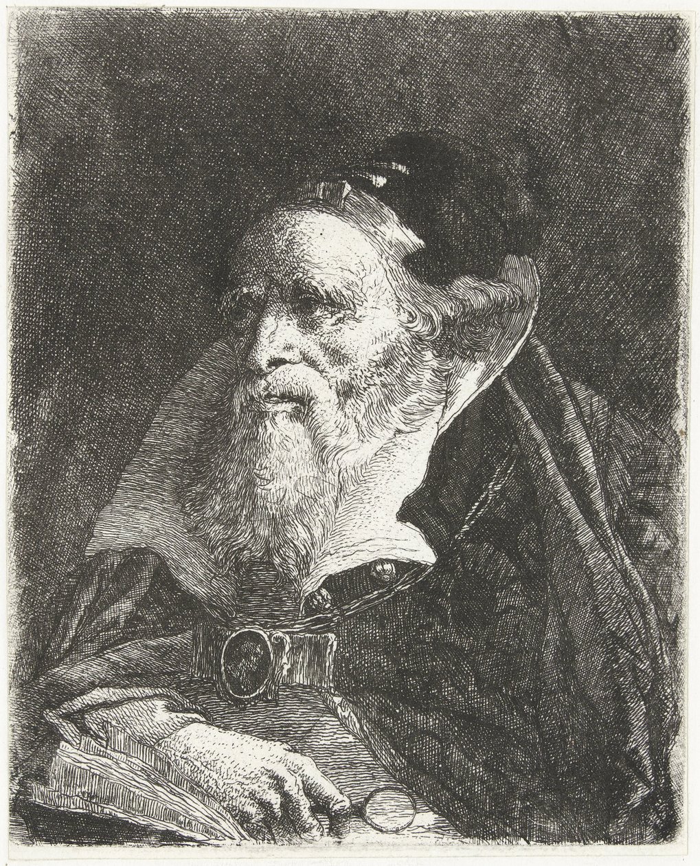Kitap ve büyüteç ile yaşlı adam Kafaların toplanması (dizi başlığı) Raccolta di Teste (dizi adı) by Giovanni Domenico Tiepolo