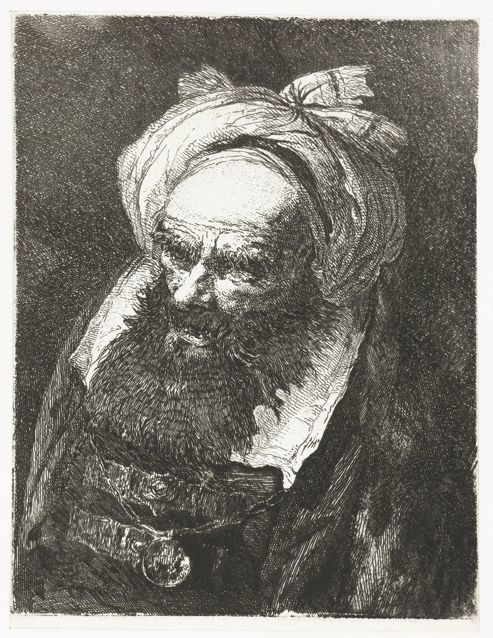 türbanlı yaşlı adam Kafaların toplanması (dizi başlığı) Raccolta di Teste (dizi adı) by Giovanni Domenico Tiepolo