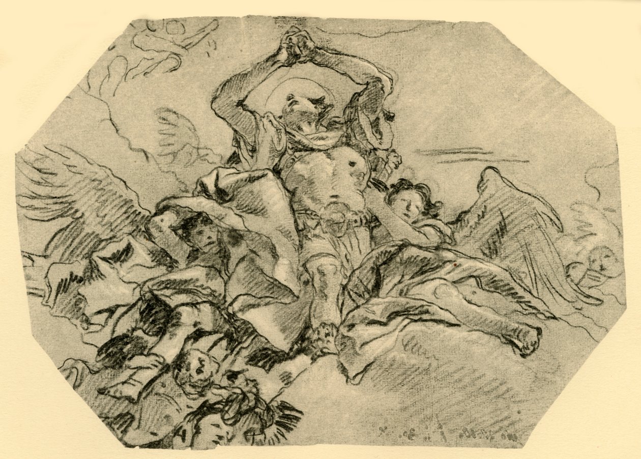 Melekler tarafından çevrili dua eden Aziz, 1762, 1928 by Giovanni Domenico Tiepolo