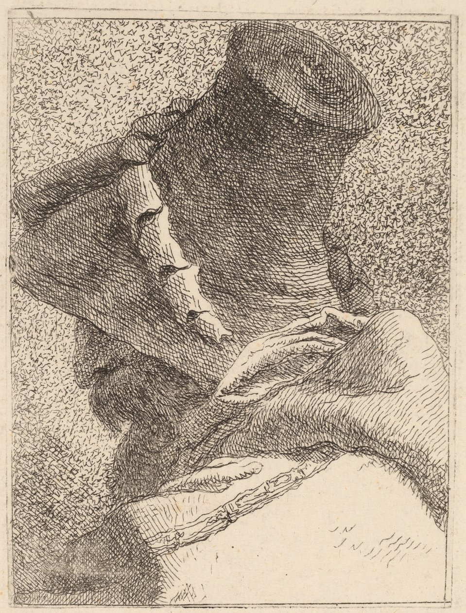Şapkalı Yaşlı Bir Adamın Profili by Giovanni Domenico Tiepolo