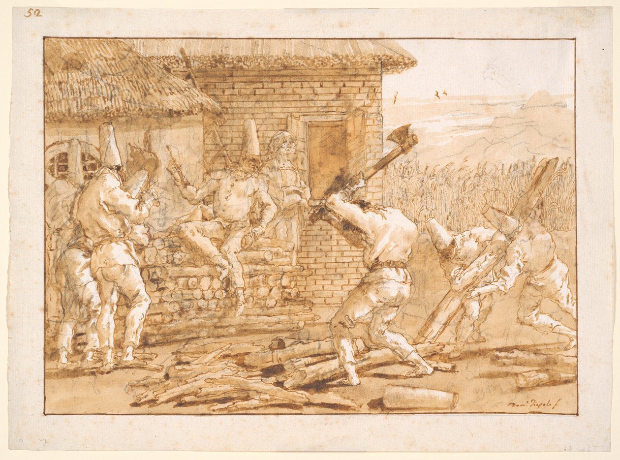 Punchinello Doğrama Günlükleri by Giovanni Domenico Tiepolo