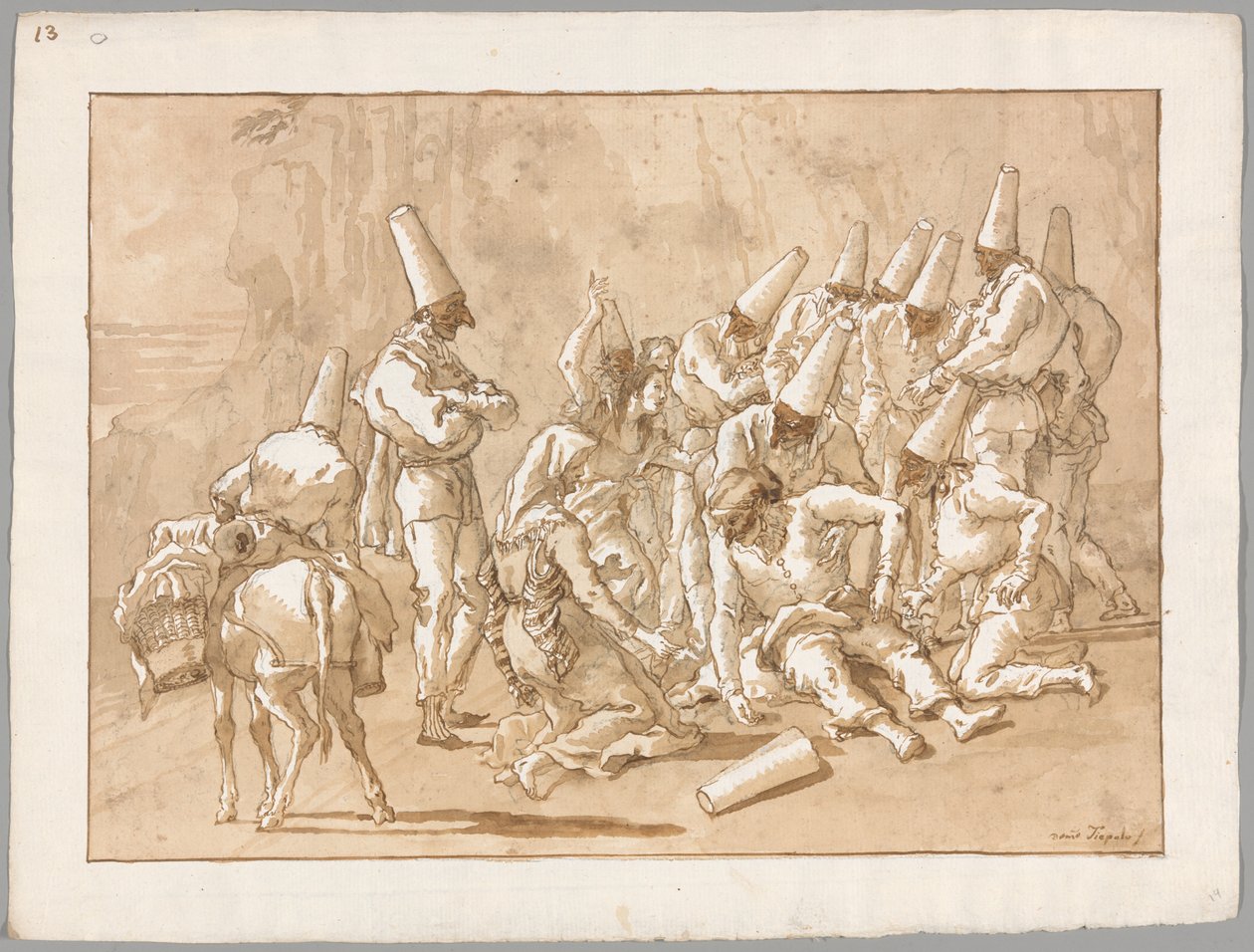 Punchinello Yolda Çöküyor by Giovanni Domenico Tiepolo