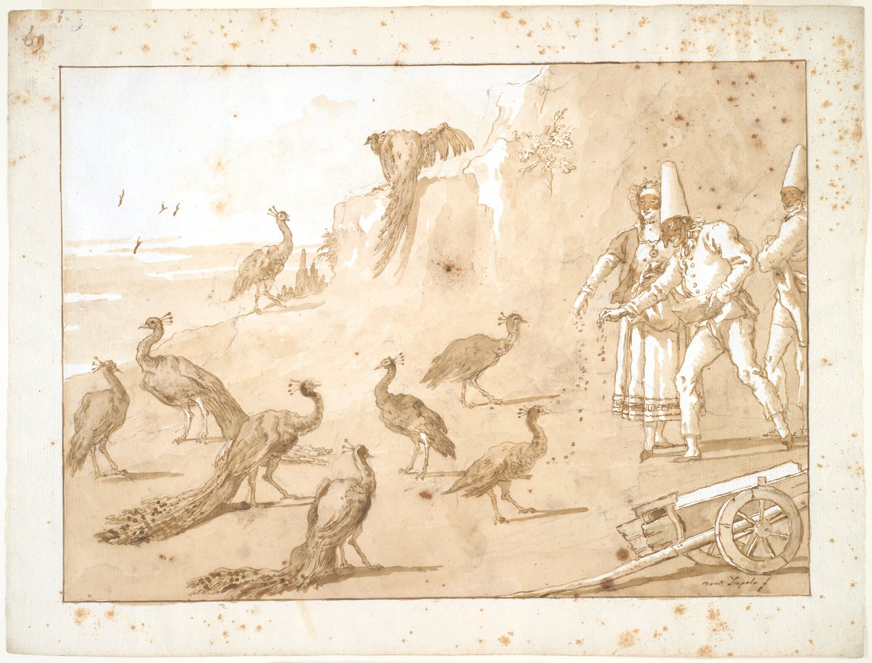 Punchinello Tavus Kuşlarını Besliyor by Giovanni Domenico Tiepolo