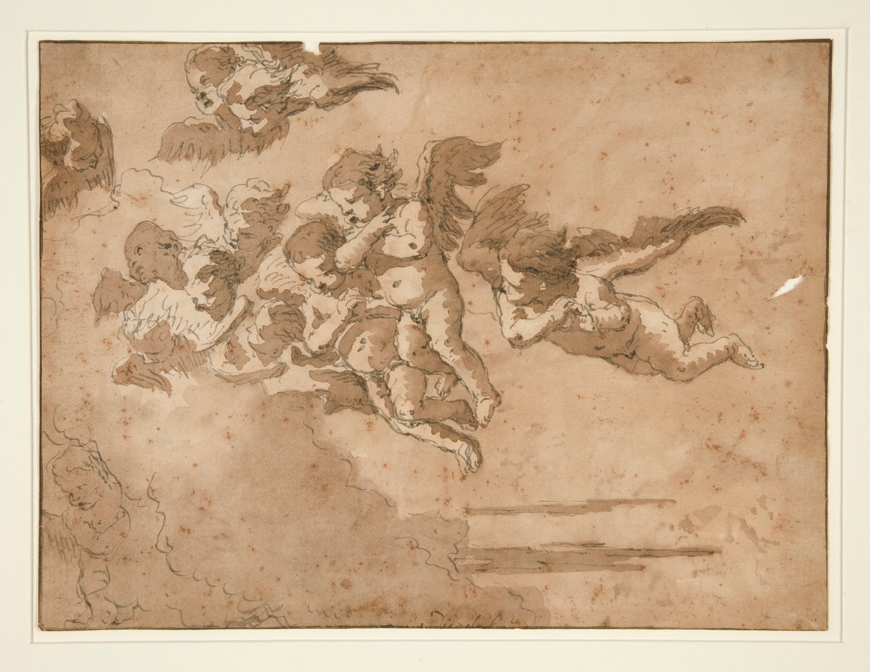 Bulutlarda Uçan Putti by Giovanni Domenico Tiepolo