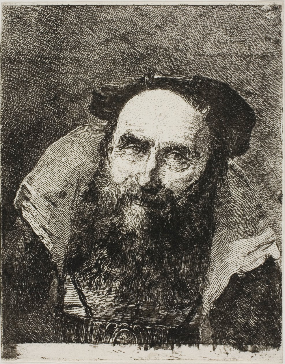 gülümseyen yaşlı adam by Giovanni Domenico Tiepolo