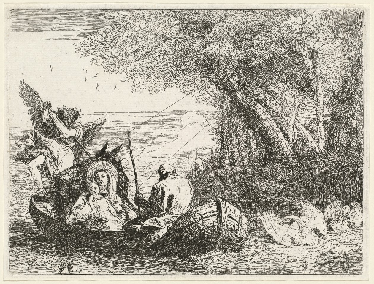 Kutsal Aile Nehrin Ötesine Taşınıyor by Giovanni Domenico Tiepolo