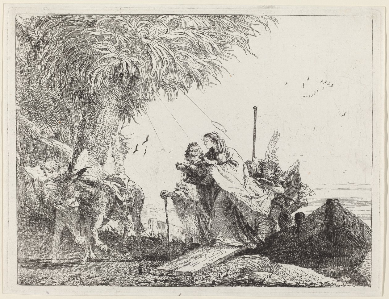Kutsal Aile Gemiden Ayrılıyor by Giovanni Domenico Tiepolo
