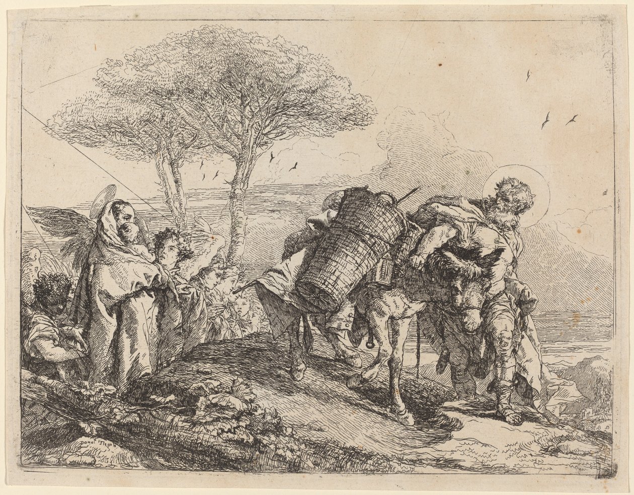 Soldaki Madonna ve Çocuk, Bir Melek Dosyası ile by Giovanni Domenico Tiepolo