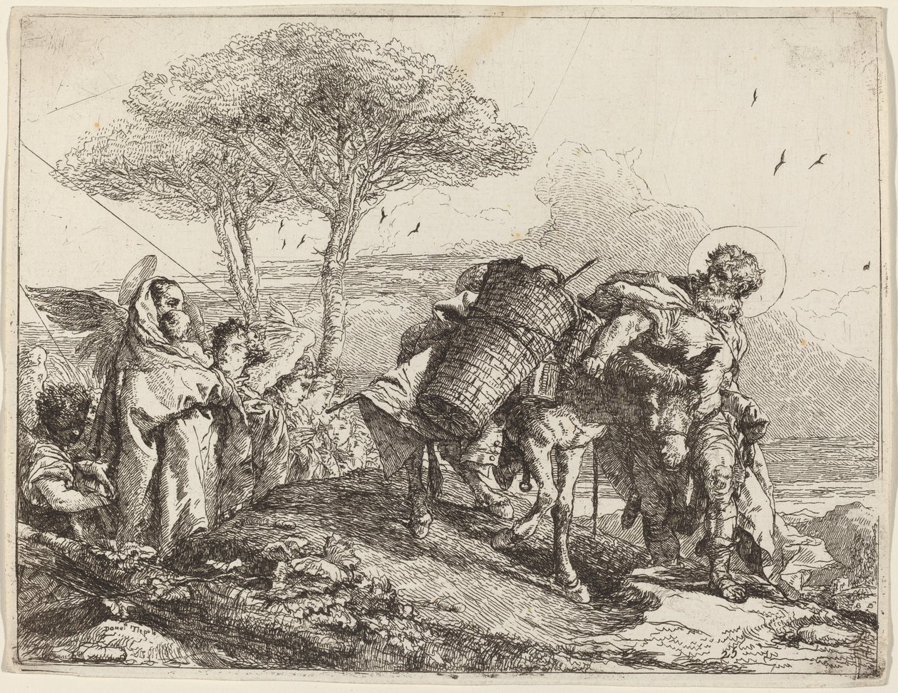 Soldaki Madonna ve Çocuk, Bir Melek Dosyası ile by Giovanni Domenico Tiepolo